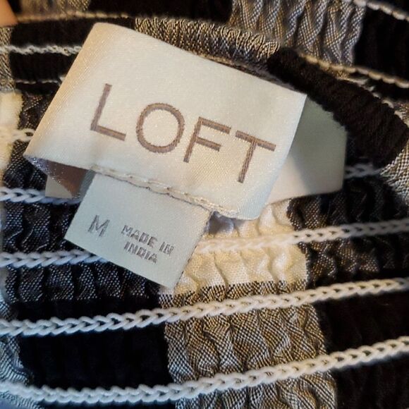 LOFT GINGHAM CHECK PLAID JUMPSUIT BLACK WHITE SIZE MEDIUM - Picture 7 of 12